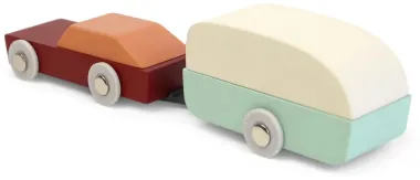 Holzauto mit Wohnwagen